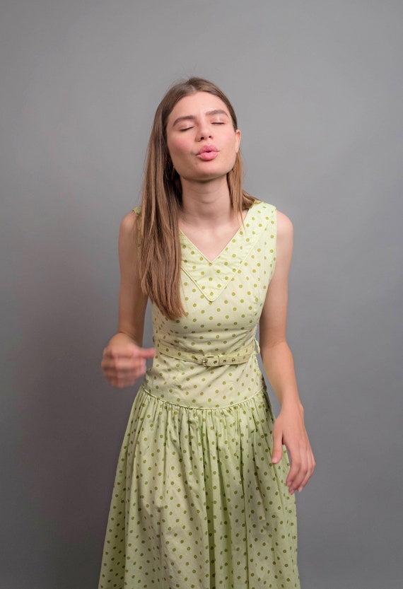 50s Vintage Dress / Polka-Dot Dress / Summer Dres… - image 5
