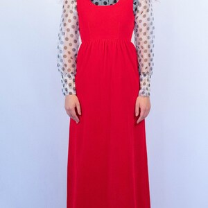 60s Red Velvet Mod Maxi Dress size XS/S image 3