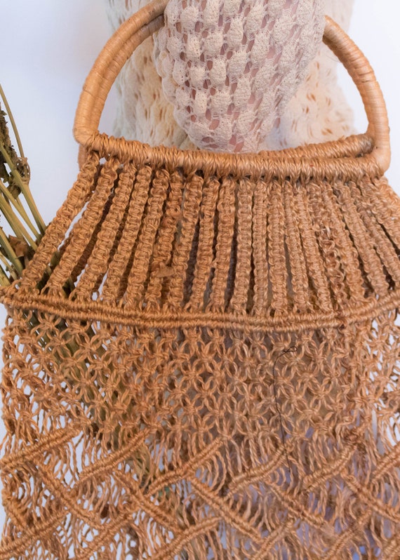 Vintage Boho Crochet Jute Market Bag - image 2