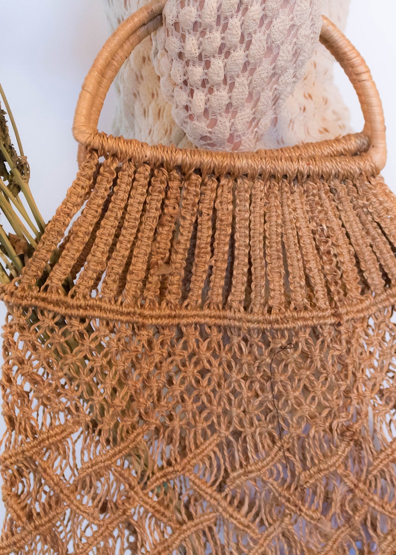 Vintage Boho Crochet Jute Market Bag image 2