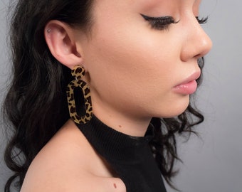 LEOPARD Print Earrings. Acrylic Statement Earrings. Animal Print Earrings. Acrylic Geometric Earrings. Acrylic Acetate Drop Earrings