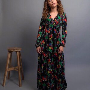 70s Dress / Boho Floral Dress / 70s Maxi Dress / 70s Floral Dress / Floral Maxi Dress / Bohemian Dress / Vintage Floral Dress Δ size: M image 4