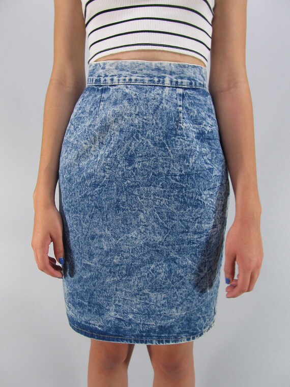 acid wash pencil skirt