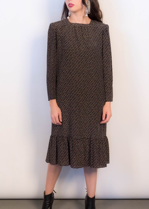 Vintage 80s Hanae Mori Silk Novelty Print Dress s… - image 3