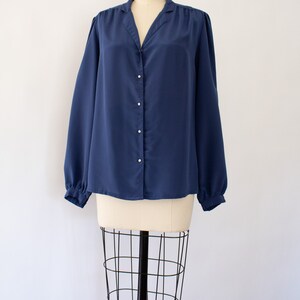 80s Secretary Silky Blouse, Vintage Minimal Blouse XS-M image 7