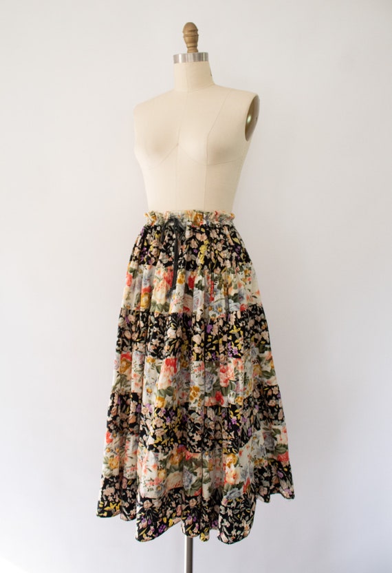 90s Floral Tiered Full Skirt, Vintage Adjustable … - image 6