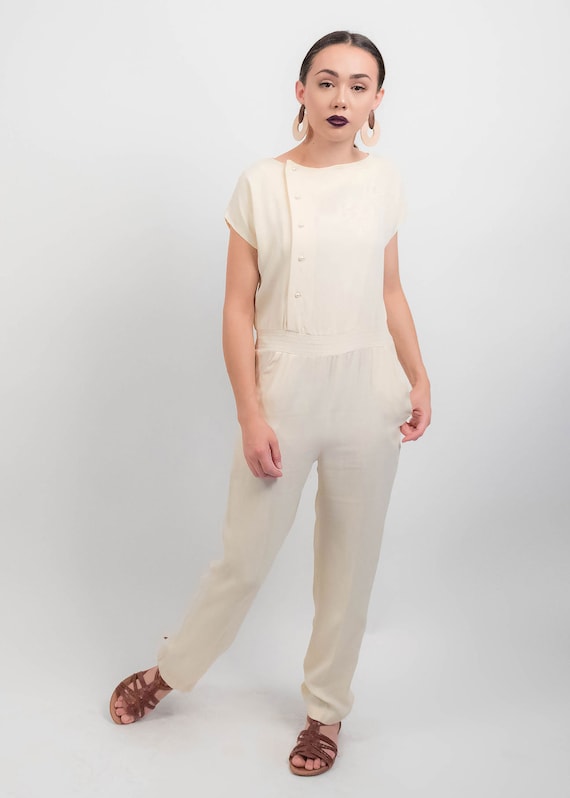 70s Floral Embroidered JUMPSUIT. Vintage Yellow J… - image 10