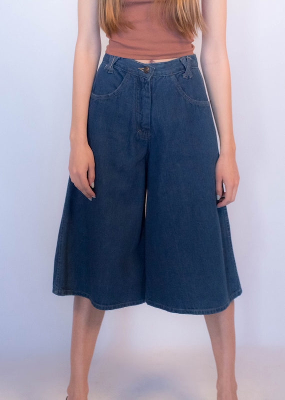 70s Boho Denim Culottes size XS - image 3