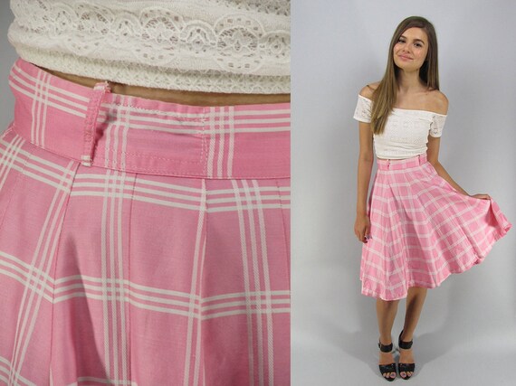 Vintage 50s Circle Skirt, Full Skirt, Plaid Skirt,