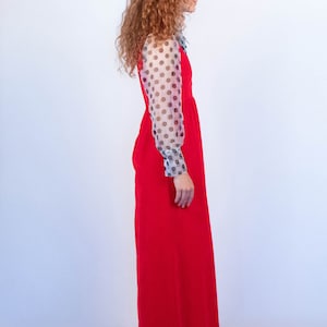 60s Red Velvet Mod Maxi Dress size XS/S image 8