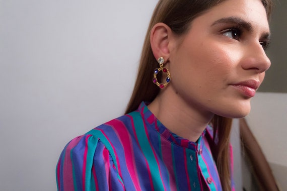 Statement RHINESTONE Earrings. Multi-Color Earrin… - image 3