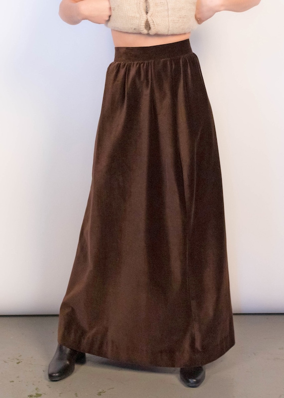 Brown Velvet Full Maxi Skirt size M - image 3
