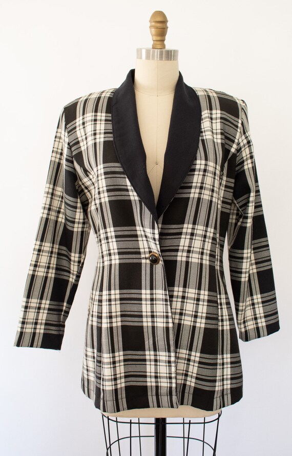 80s Menswear Plaid Blazer, Vintage Classic Nipped… - image 3