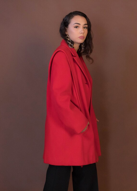Oversized Structured Red Wool Coat sizes M/L - image 4