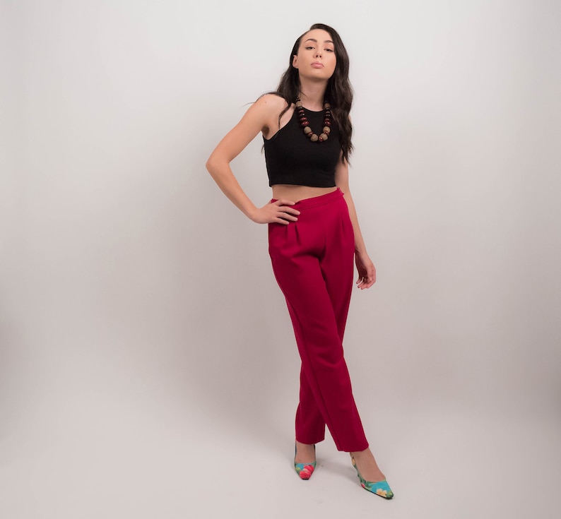 high waisted polyester pants