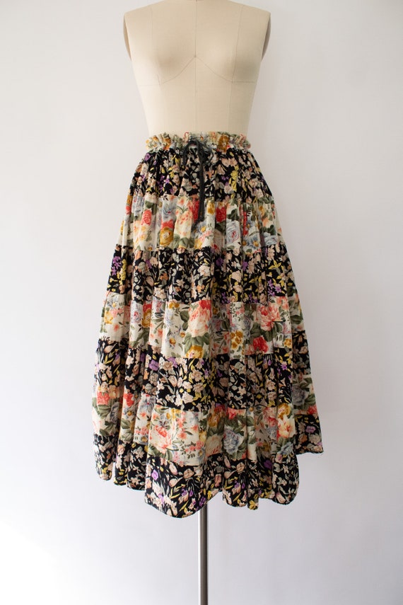 90s Floral Tiered Full Skirt, Vintage Adjustable … - image 4