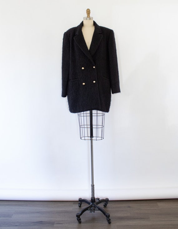80s Mohair Double-Breasted Coat, Vintage Oversize… - image 1