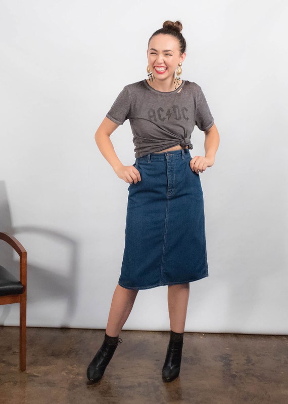 80s CALVIN KLEIN Denim Skirt. Vintage 