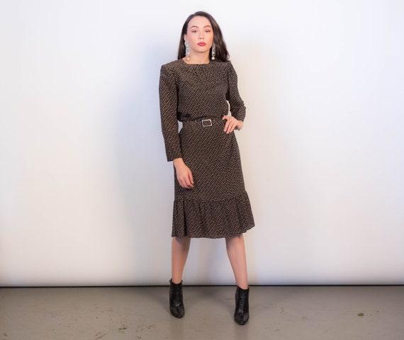 Vintage 80s Hanae Mori Silk Novelty Print Dress s… - image 1