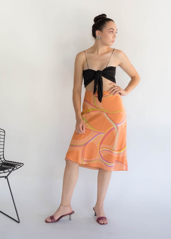 Spring Abstract Silk Skirt size M