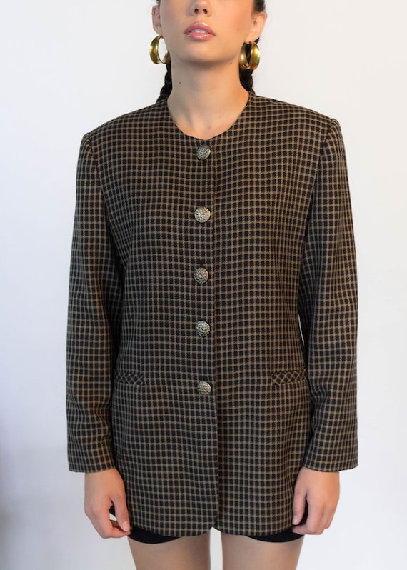 Oversized PLAID Blazer. Vintage 80s Plaid Blazer.… - image 3