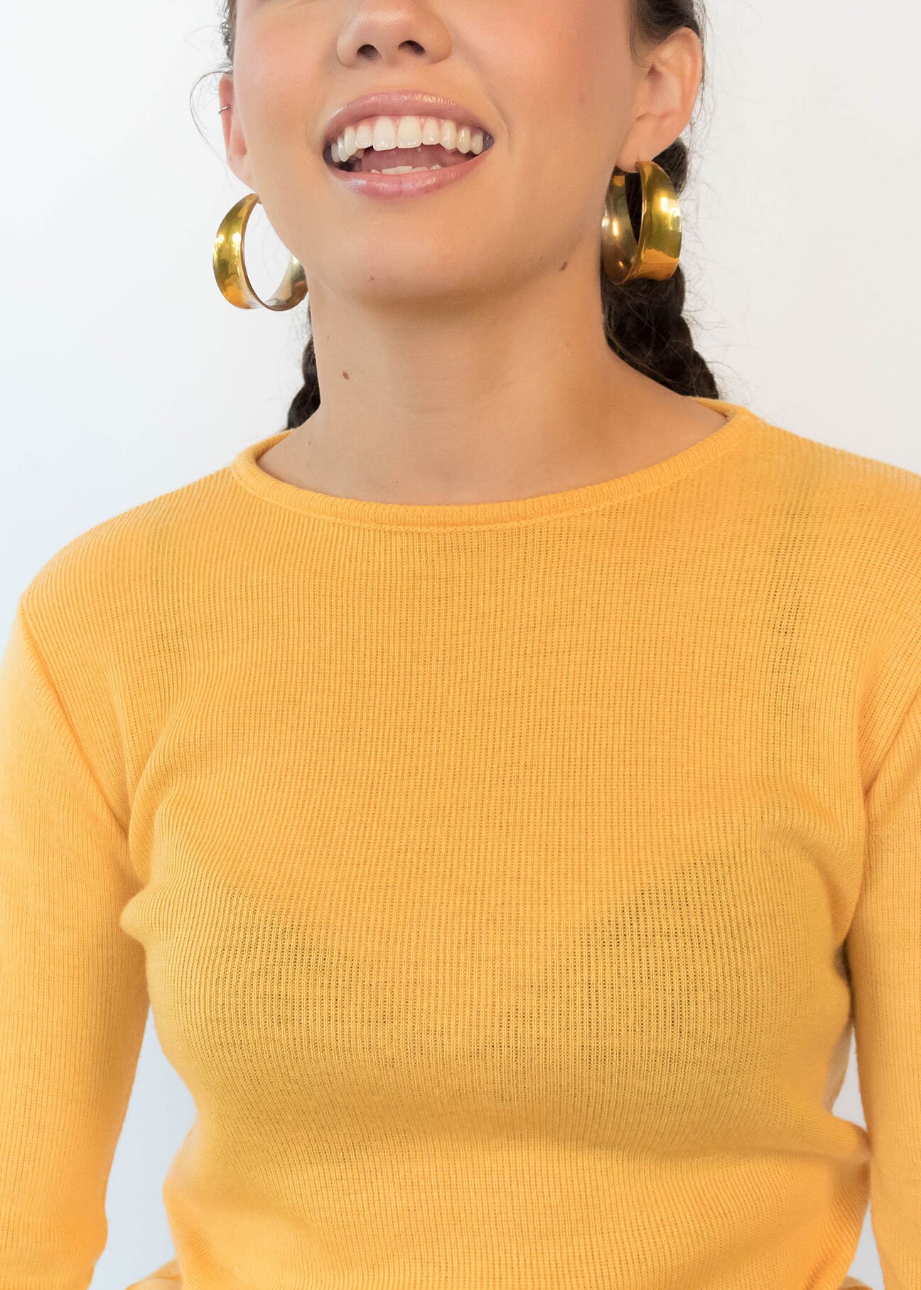 Long Sleeve KNIT Top. Vintage 60s Top. Mustard Knit Top. Vintage