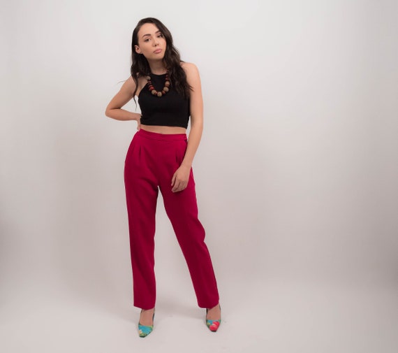 high waist polyester pants