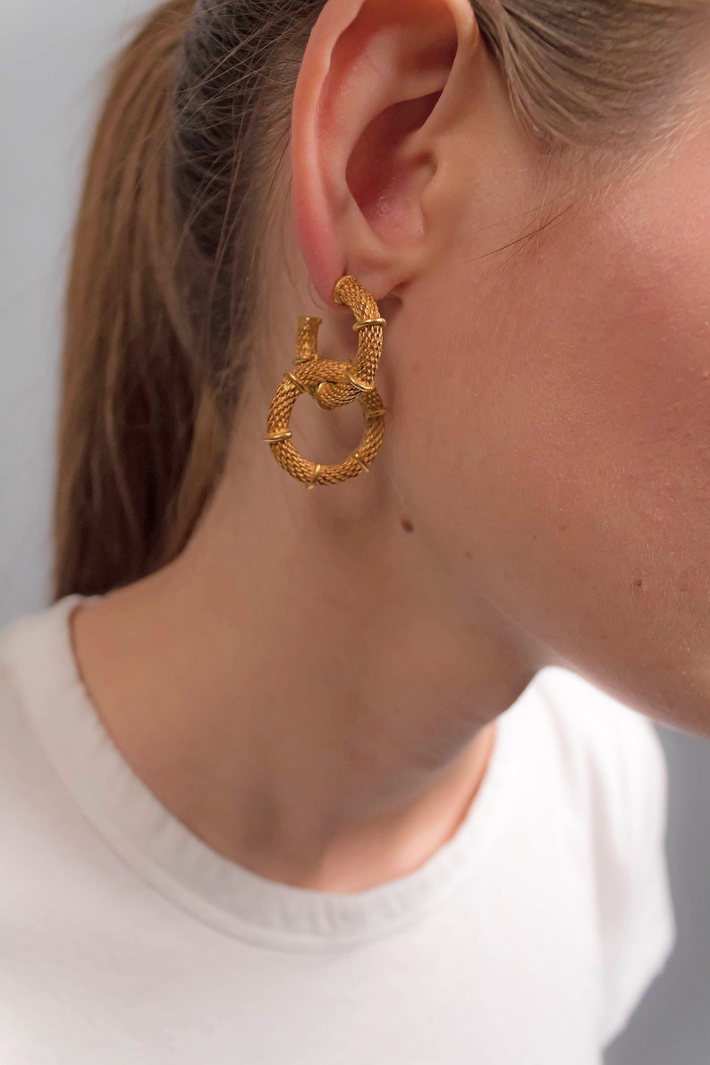 Hoop Earrings / Statement Earrings / 80s Hoop Earrings / Big Earrings / Gold Hoop Earrings / Statement Hoop Earrings image 1