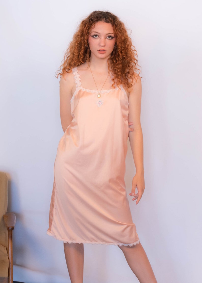 60s Floral Lace Baby-Doll Slip Dress size M/L image 10