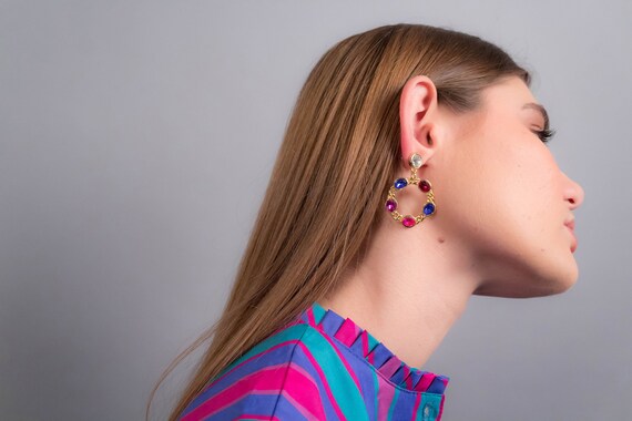 Statement RHINESTONE Earrings. Multi-Color Earrin… - image 7