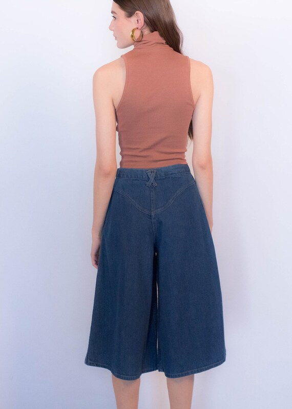 70s Boho Denim Culottes size XS - image 8