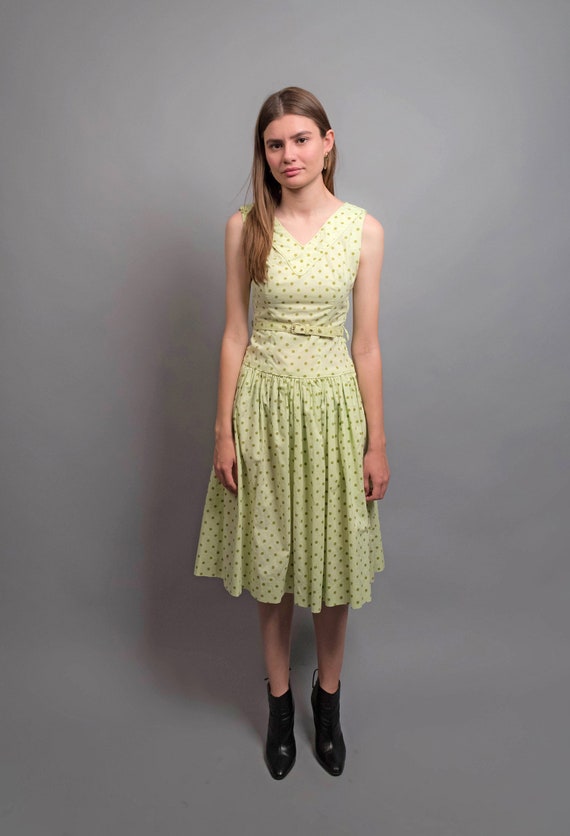 50s Vintage Dress / Polka-Dot Dress / Summer Dres… - image 4