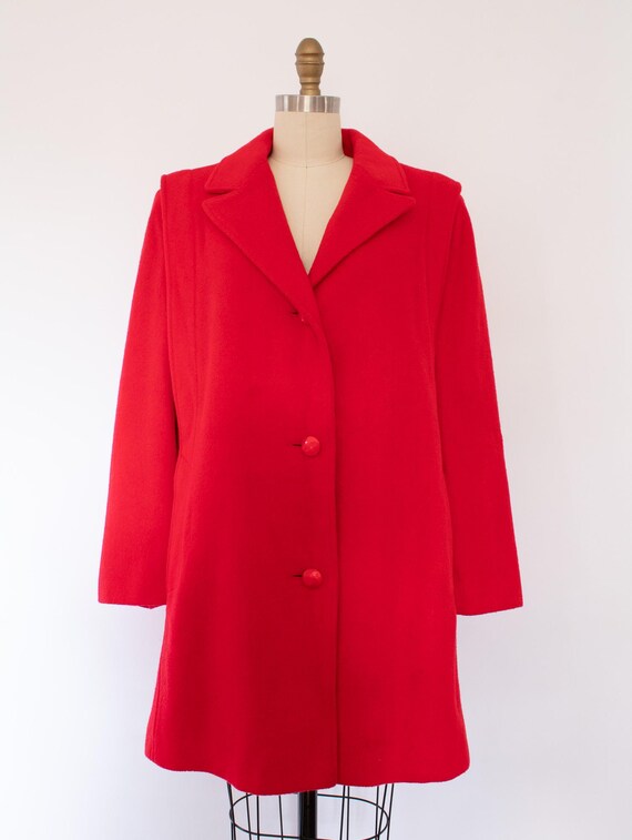 80s Bold Shoulder Structured Red Wool Coat, Vinta… - image 4