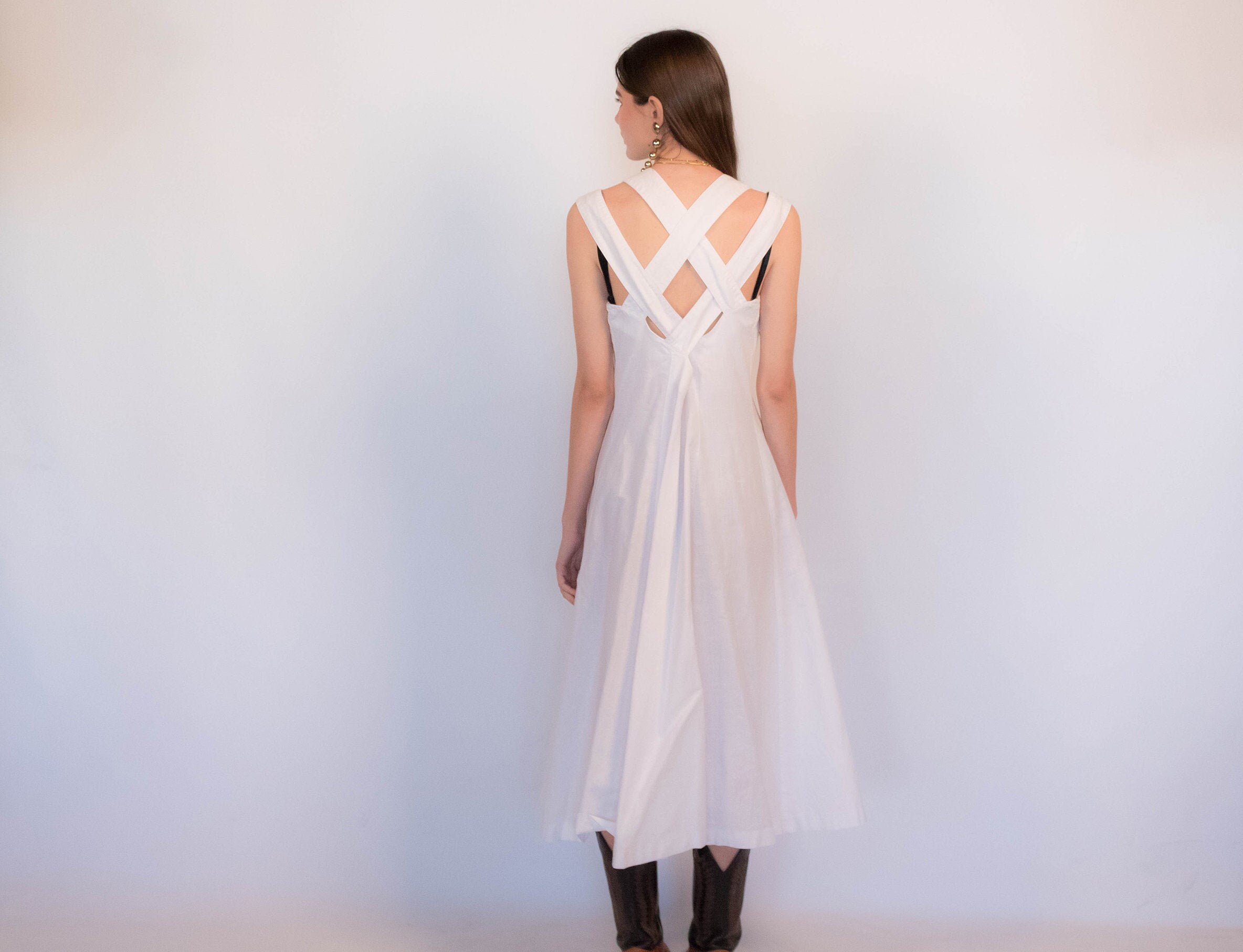 white linen a line dress