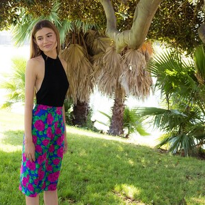 Floral Silk Skirt / High-Waisted Skirt / Floral Skirt / Vintage 80s Skirt / Knee Length Skirt / Silk Skirt / 80s Skirt Δ size: S/M image 10