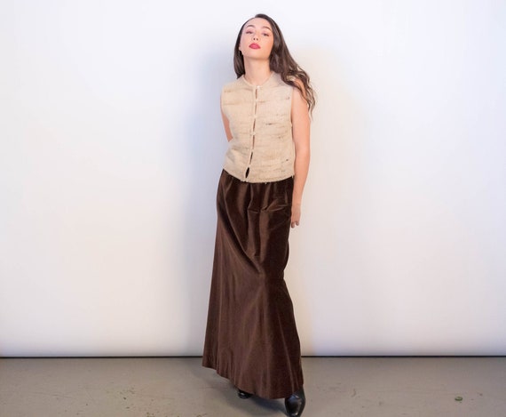 Brown Velvet Full Maxi Skirt size M - image 1