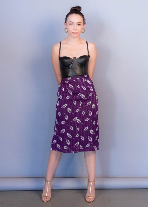 Floral Jacquard Metallic Pencil Skirt size M - image 4