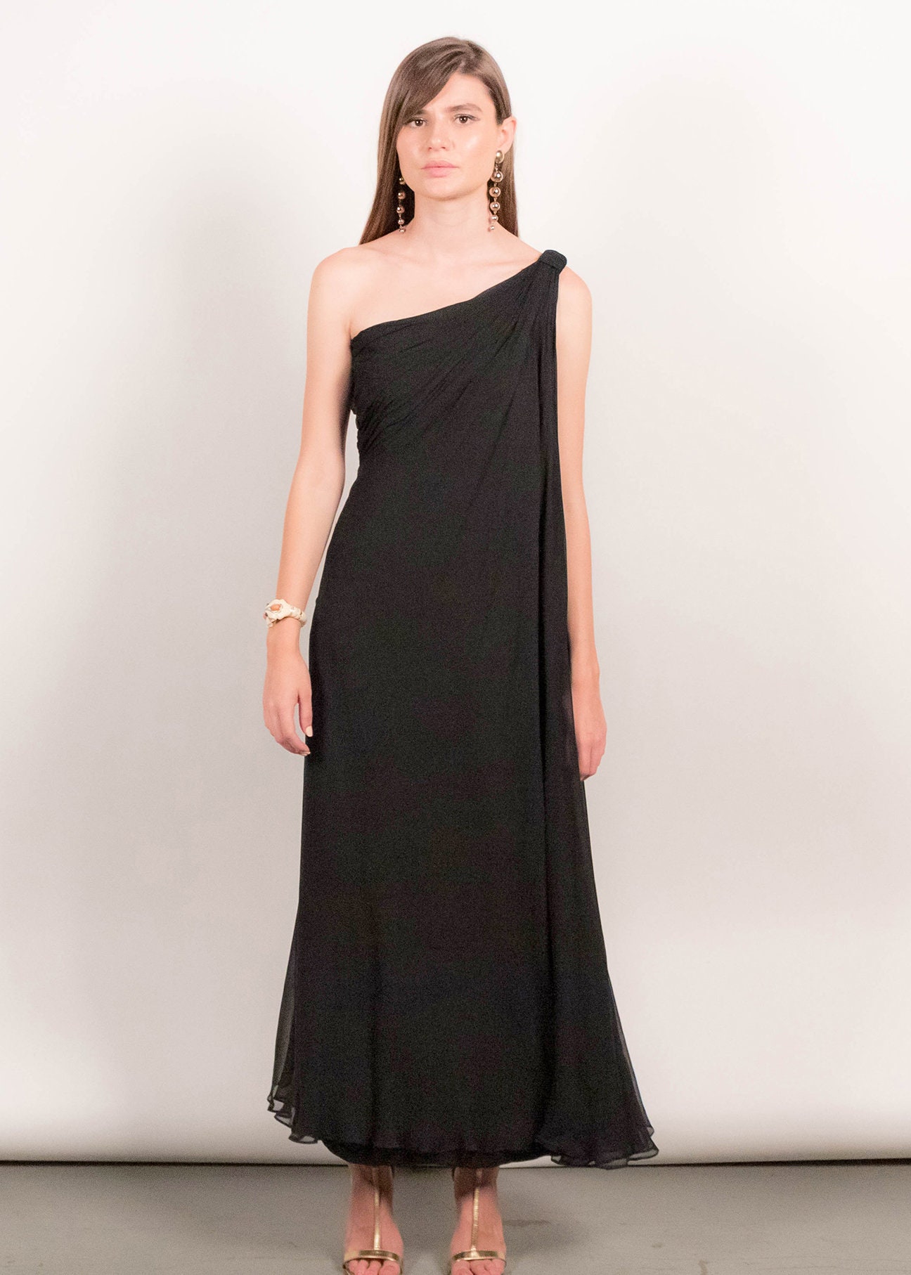 ワンピース MSGM SILK CHIFFON LONG DRESS WITH PRINT MSGM Silk chiffon long dress with 