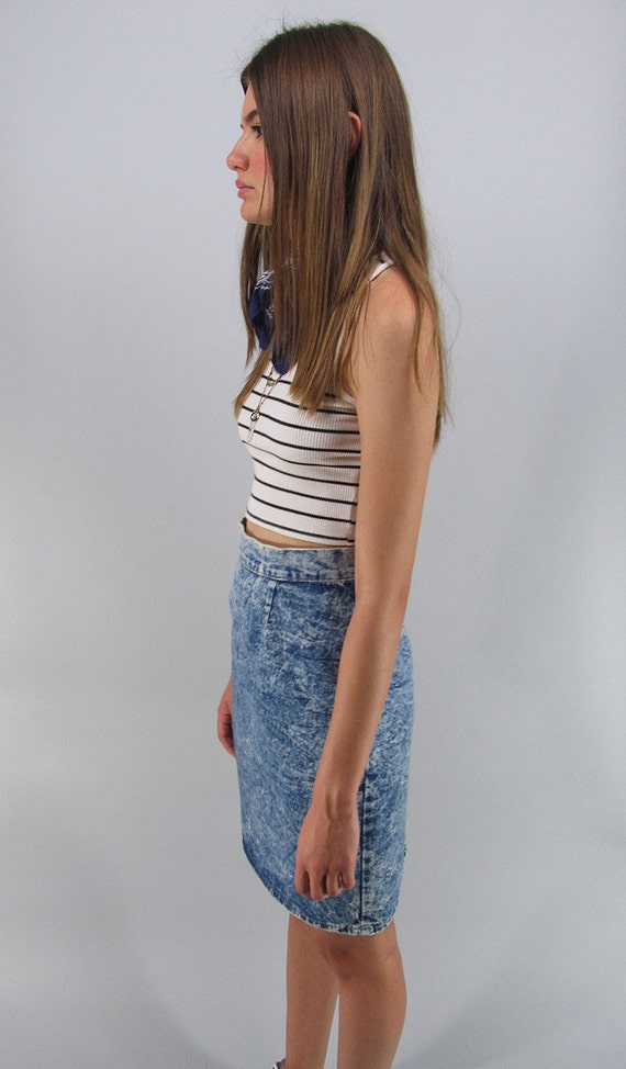 Vintage 80s Denim Pencil Skirt 28 Goldie