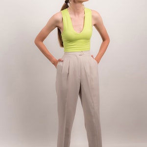 90s minimale Pant pak. Double-breasted broek pak. Broek met hoge taille. 90s minimale Blazer. Minimale Potlood rok. Mens slijtage pak. maat: S afbeelding 7