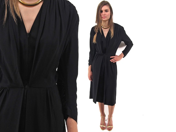 Vintage 40s Crepe Dress, Midi, Rayon Crepe Dress,
