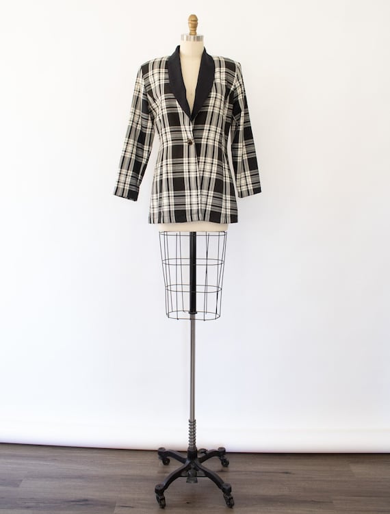 80s Menswear Plaid Blazer, Vintage Classic Nipped… - image 1