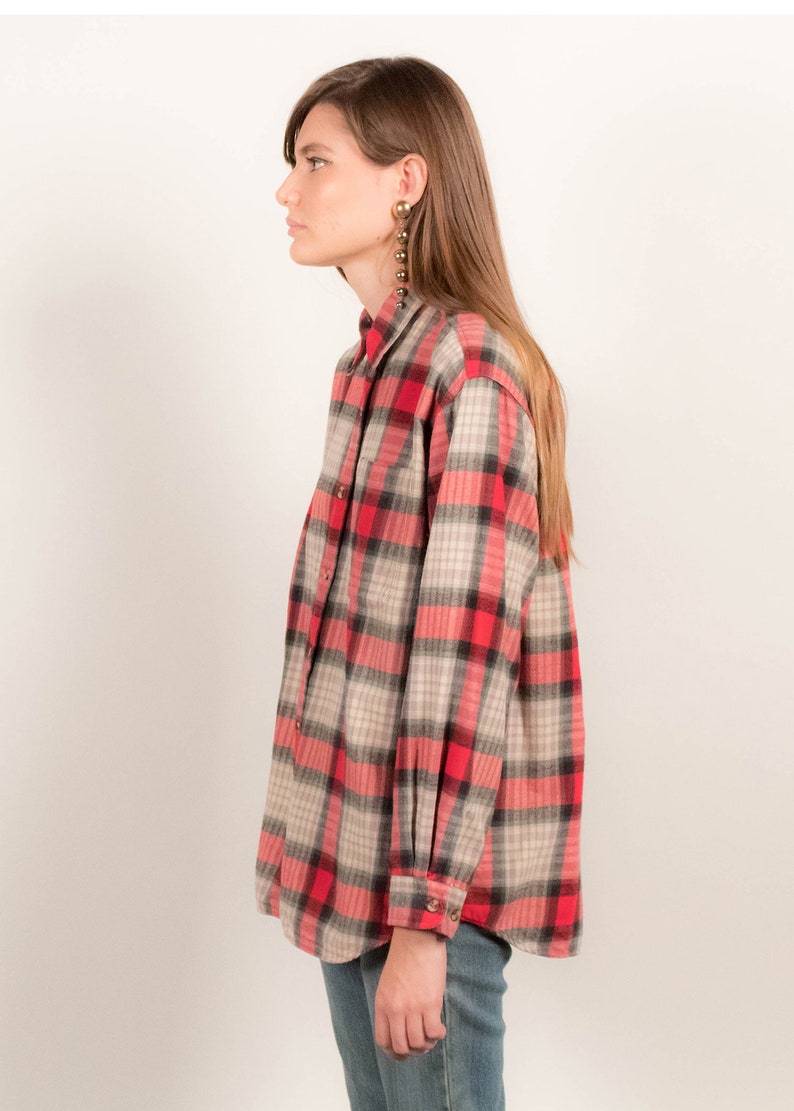 90s Eddie Bauer Cotton Plaid Overshirt size XS/S/M image 9