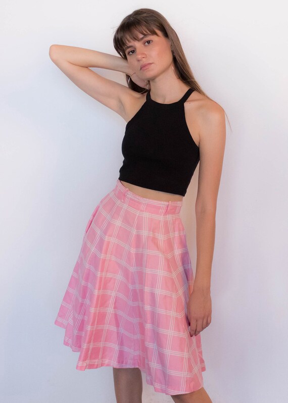 Vintage 50s Plaid Circle Skirt size XS - image 6