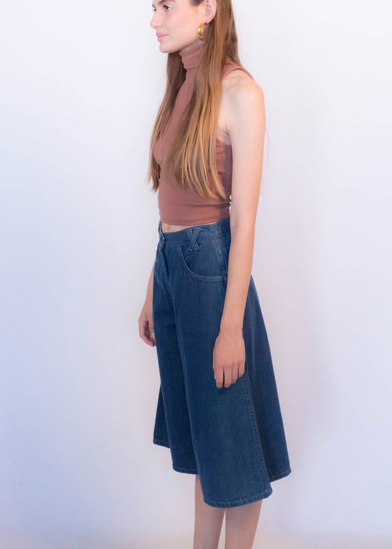 70s Boho Denim Culottes size XS - image 9