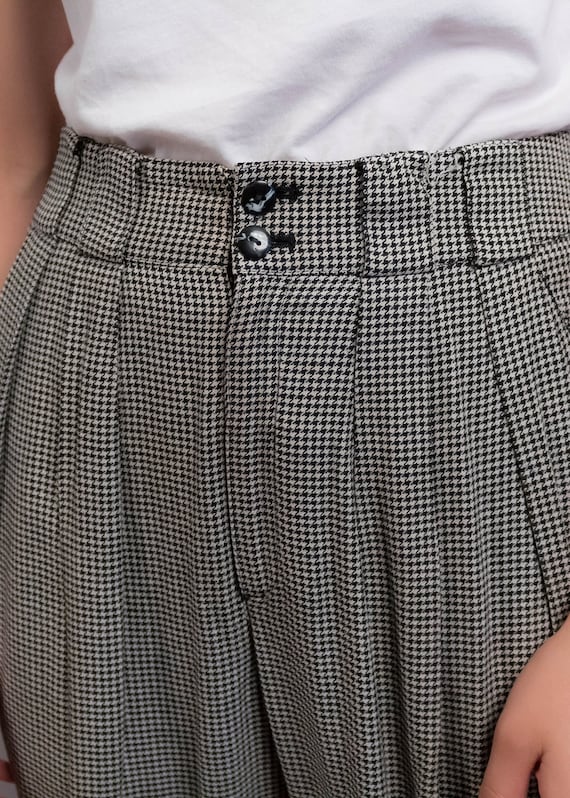 80s Liz Claiborne Houndstooth Pleated Trousers Size M / 28