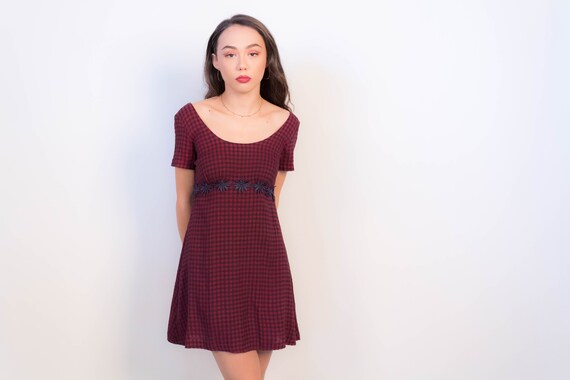 plaid empire waist dress FALL IN LOVE PLAID MAXI DRESS – AKIRA main image 1