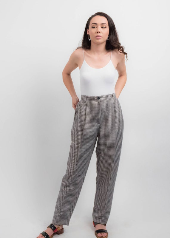 Liz Claiborne LINEN Trousers. Vintage Gingham Tro… - image 10