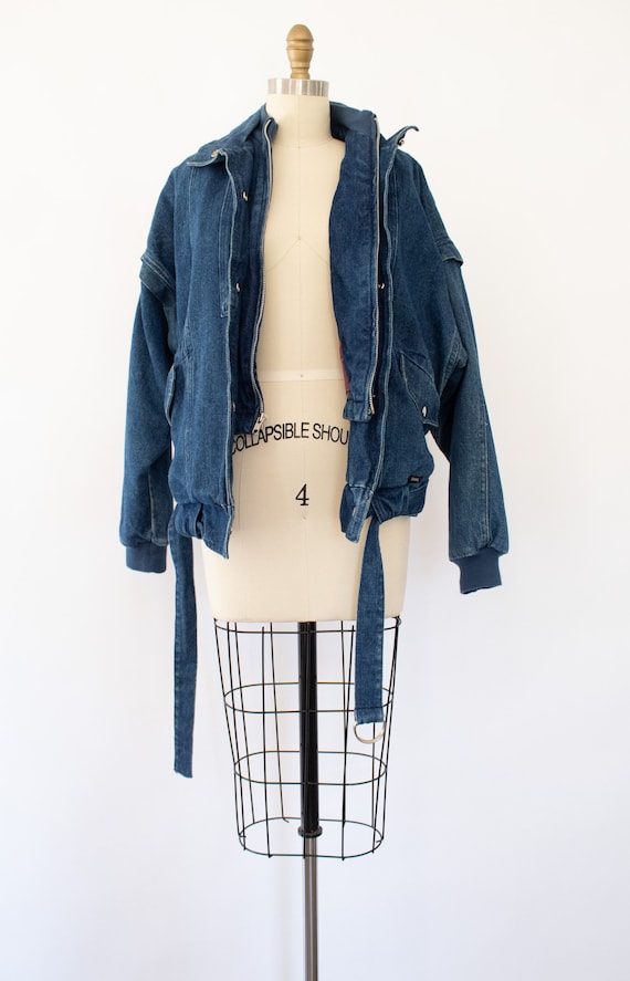 Vintage Denim Bomber Jacket, 80s Jean Jacket (XS-… - image 3