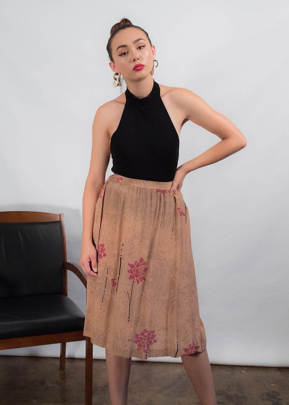 Floral SILK Skirt. 80s High-Waisted Skirt. Vintag… - image 7